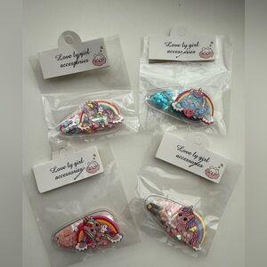 Nwt Unicorn Hair Clips - Pink and Blue